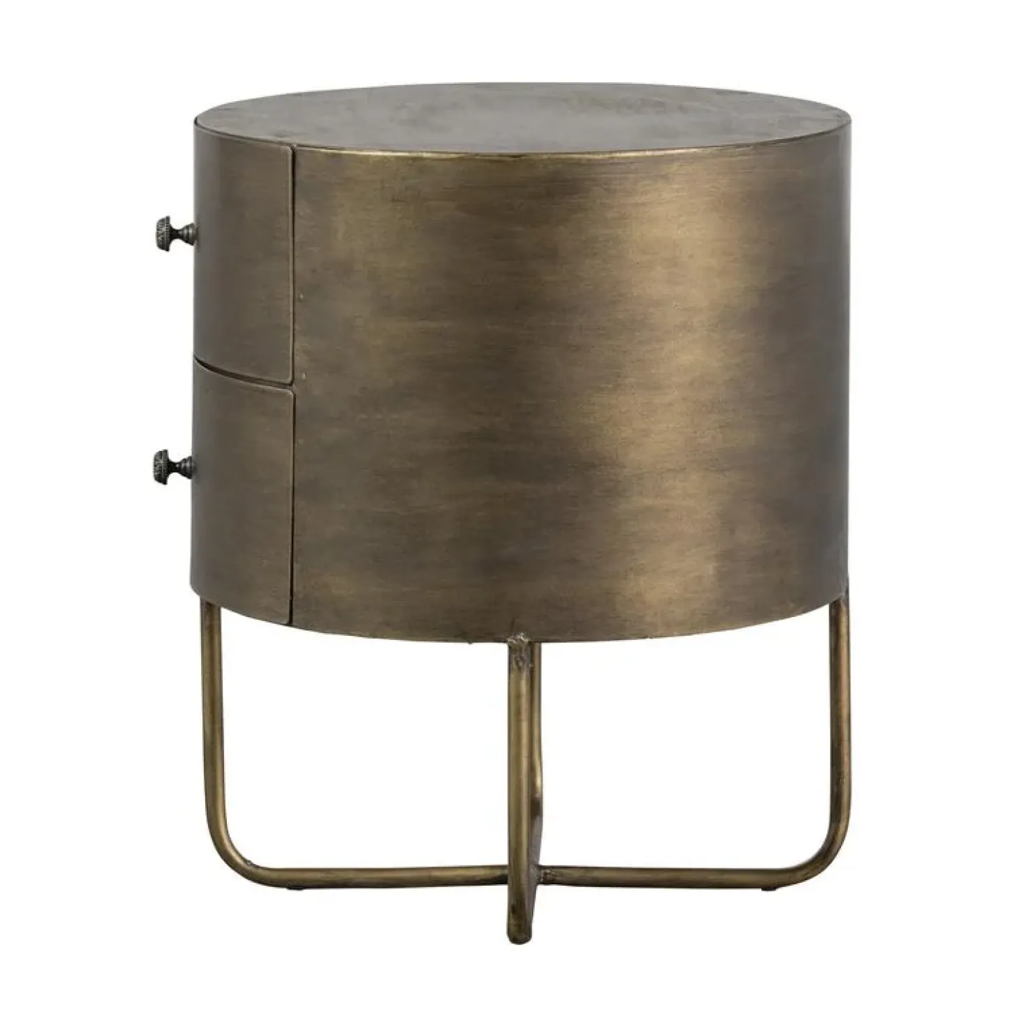 Glossy Rond kastje metaal antique brass 39cm