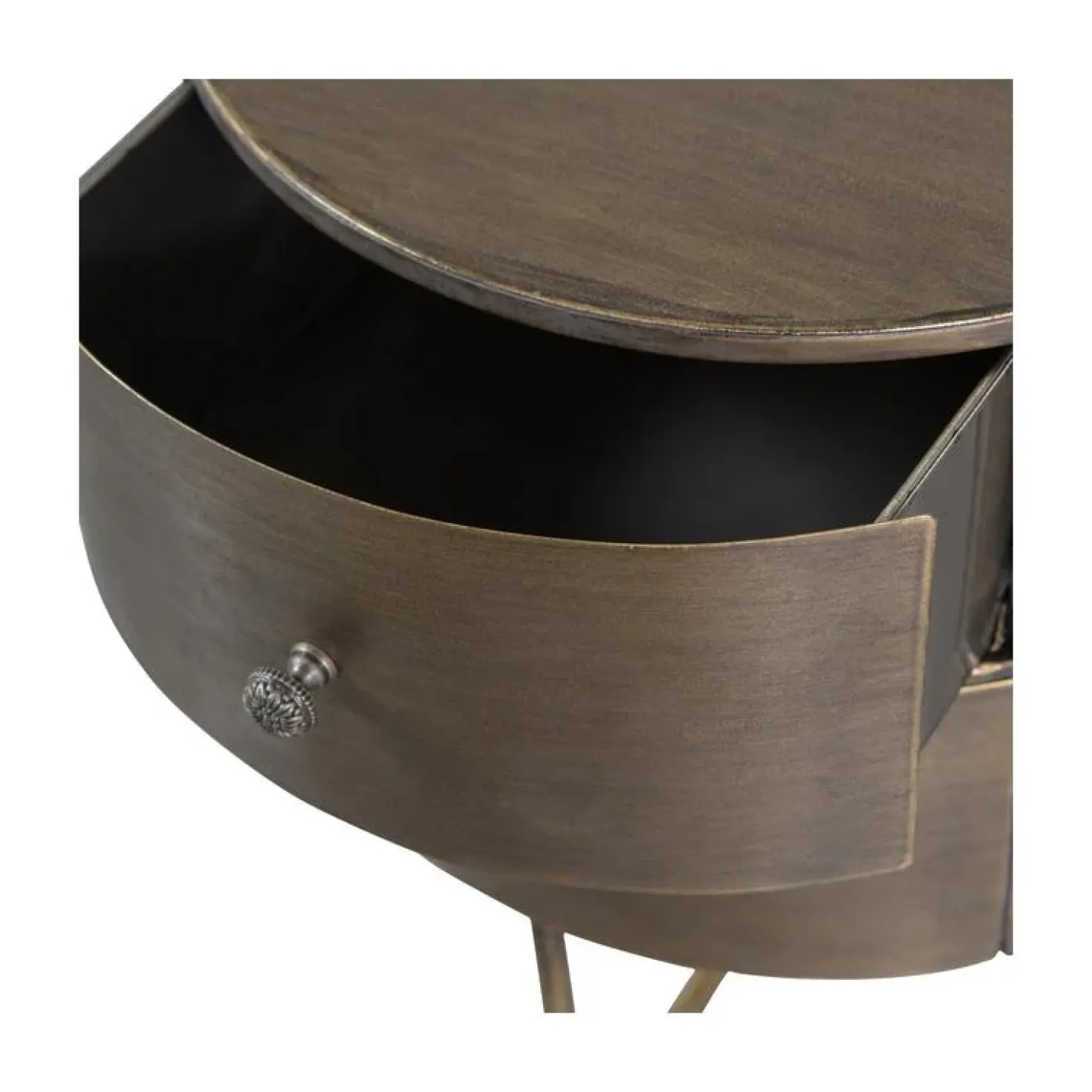 Glossy Rond kastje metaal antique brass 39cm