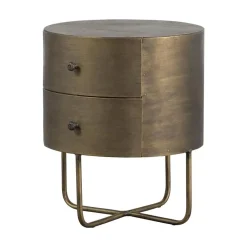 Glossy Rond kastje metaal antique brass 39cm