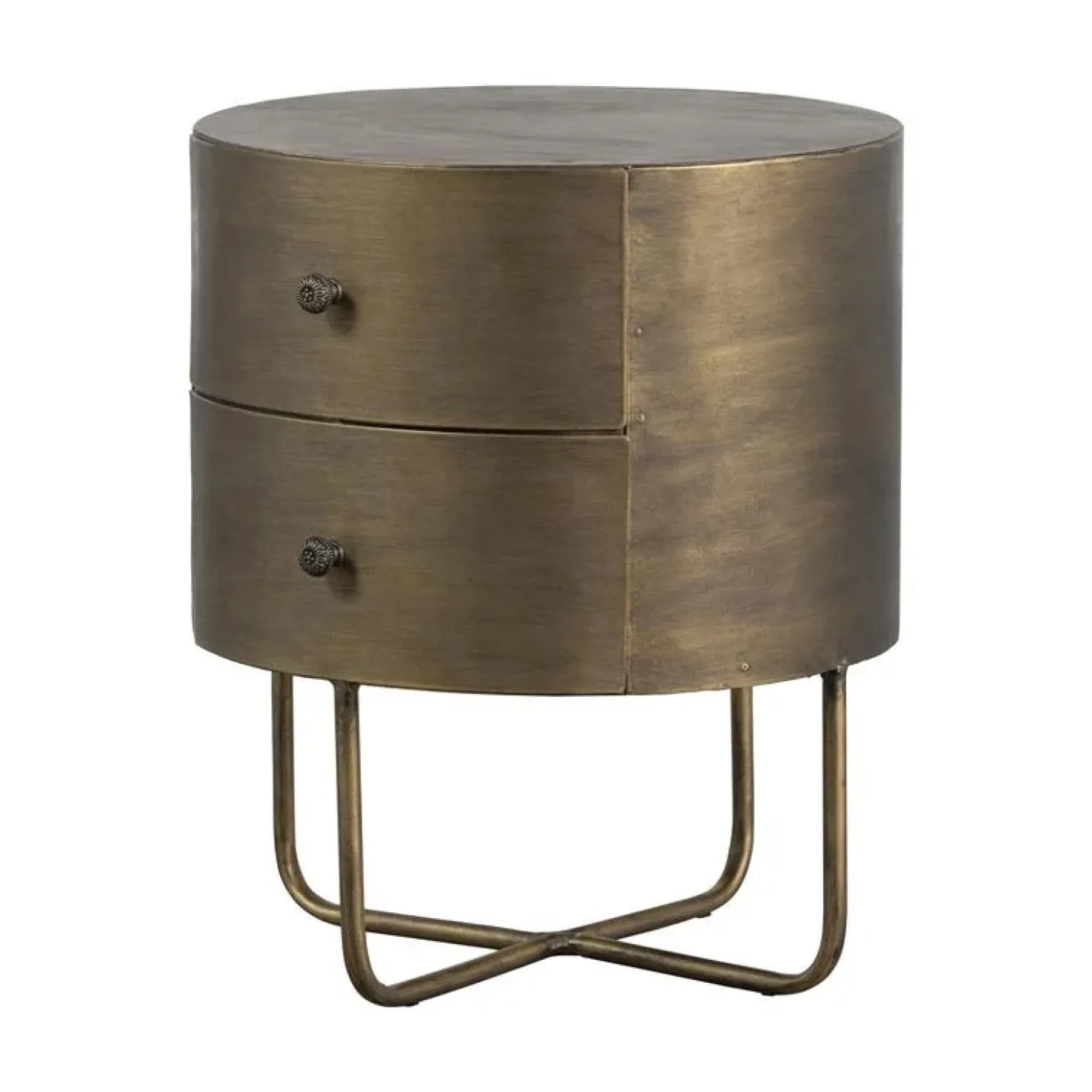 Glossy Rond kastje metaal antique brass 39cm