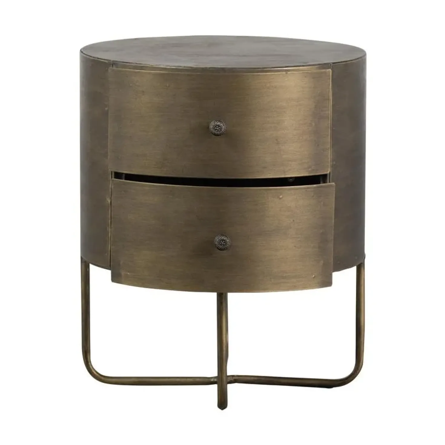 Glossy Rond kastje metaal antique brass 39cm