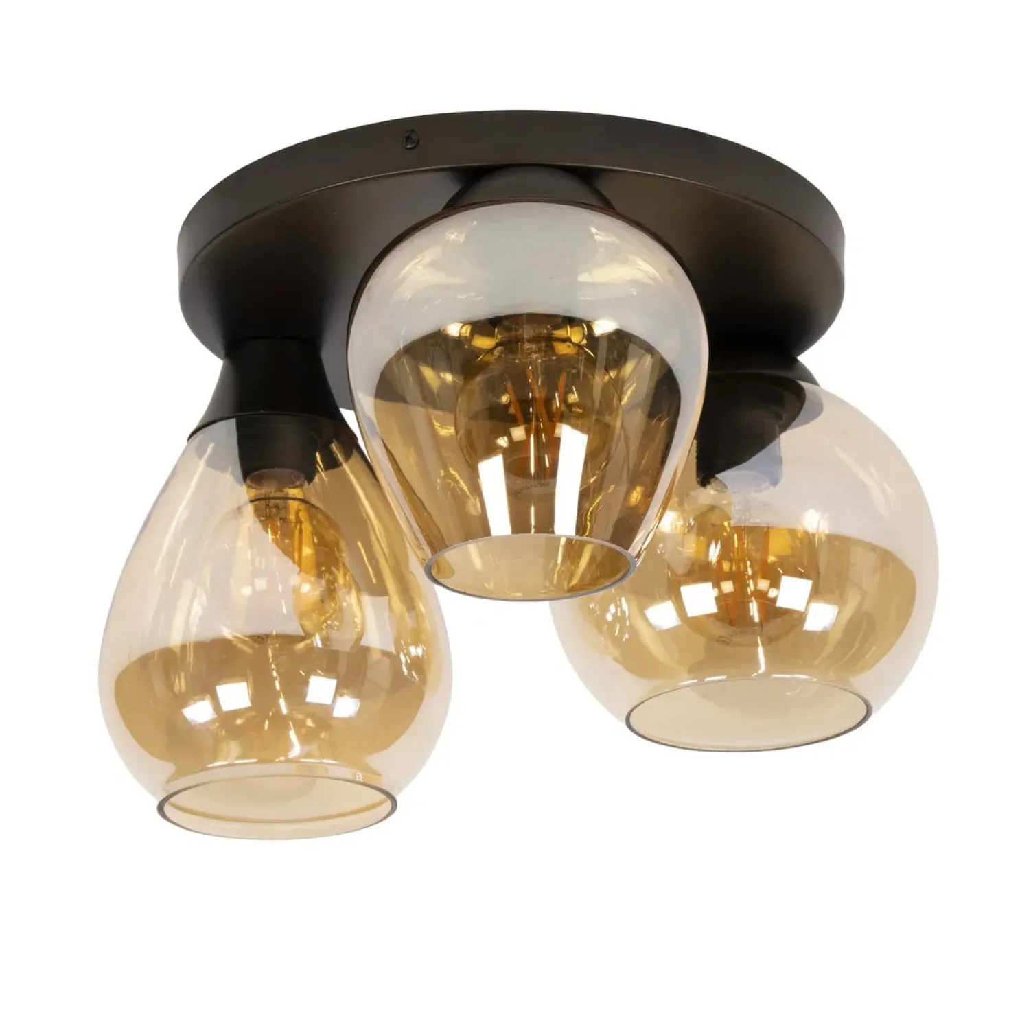 Glowy 3-lichts Plafondlamp Amber glas