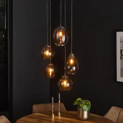 Glowy Smokeglas 5-lichts hanglamp getrapt