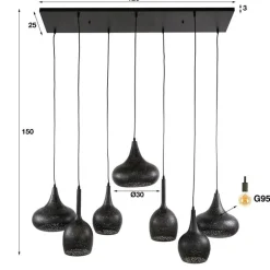 Goldberg 7-lichts Hanglamp Zwart