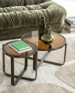 Groovy Bijzettafel rond Bruin 42cm