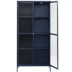 Gulltop vitrinekast blauw metaal 190cm