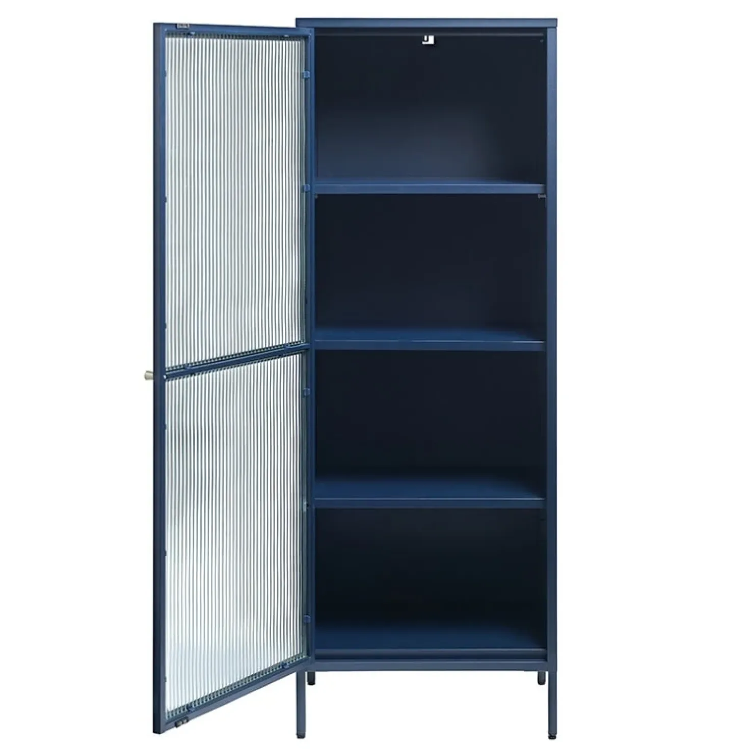Gulltop vitrinekast blauw metaal 160cm