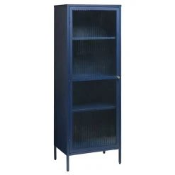 Gulltop vitrinekast blauw metaal 160cm