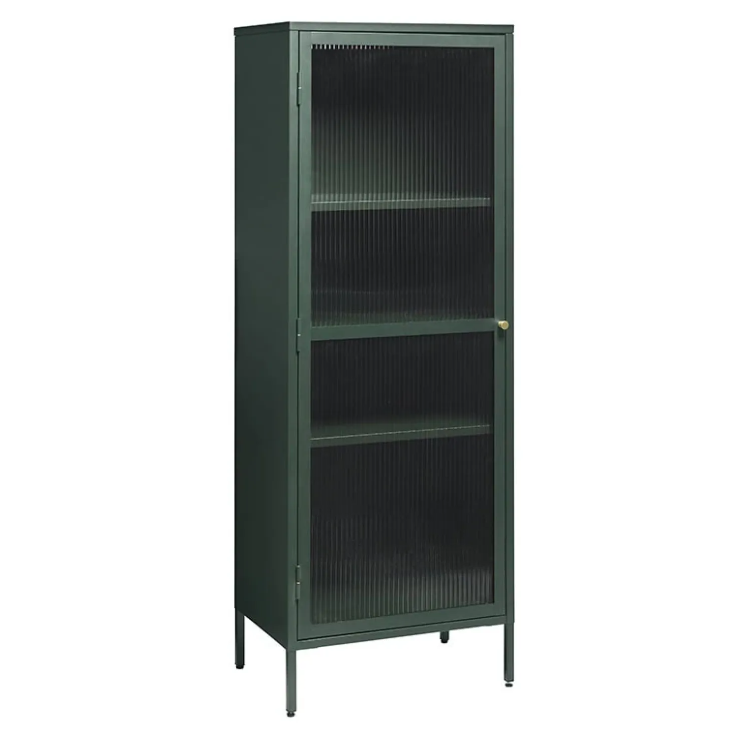 Gulltop vitrinekast groen metaal 160cm