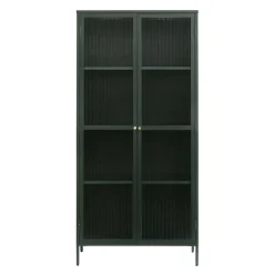 Gulltop vitrinekast groen metaal 190cm