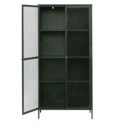 Gulltop vitrinekast groen metaal 190cm
