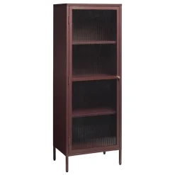 Gulltop vitrinekast rood metaal 160cm