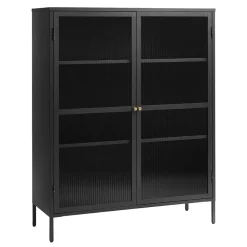 Gulltop vitrinekast zwart metaal 140cm