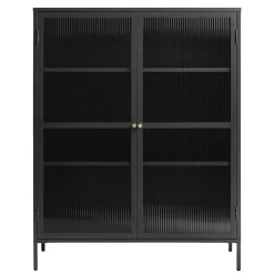 Gulltop vitrinekast zwart metaal 140cm