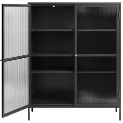 Gulltop vitrinekast zwart metaal 140cm