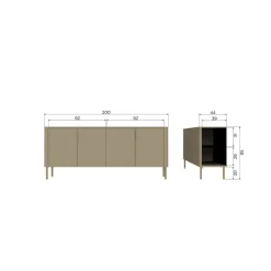 Gunnar Dressoir grenen mud 200 cm