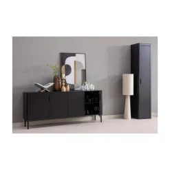 Gunnar Smalle hoge kast grenen matzwart 45 cm