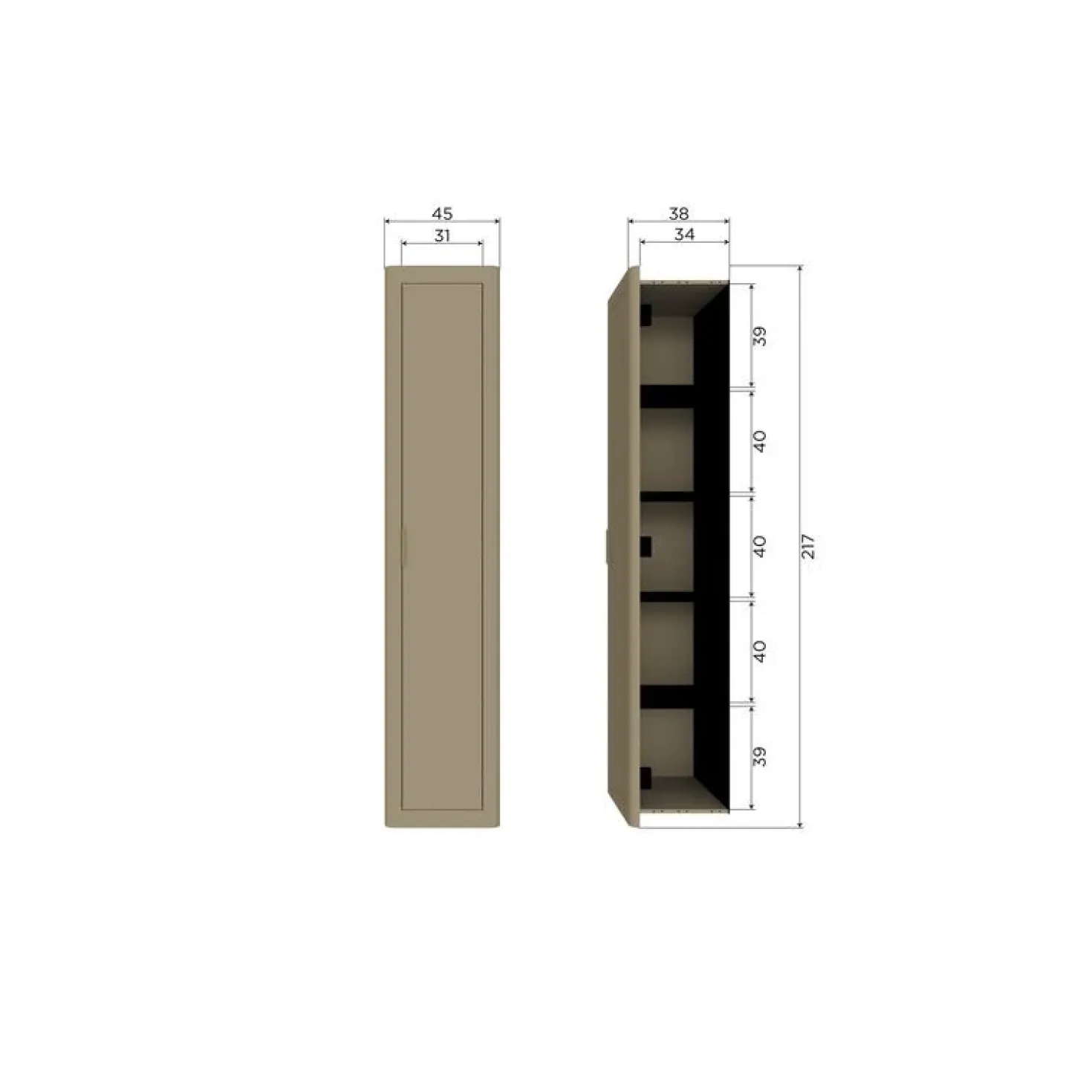 Gunnar Smalle hoge kast grenen matzwart 45 cm