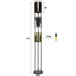 Gurino 3-lichts Vloerlamp Meerkleurig