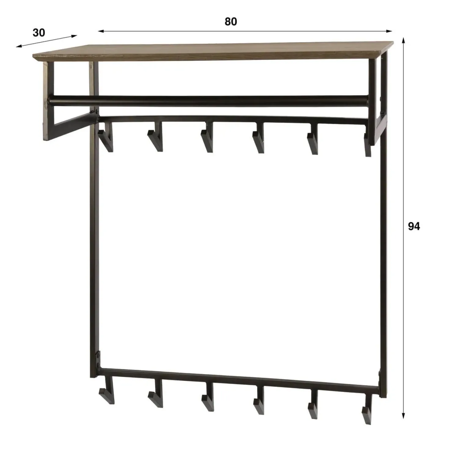Gustavo Kapstok Hoog 12 haken Bruin 80cm