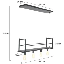 Hanglamp Buckley met rek 4-lichts