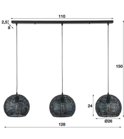 Hanglamp Cooper 3-lichts rond