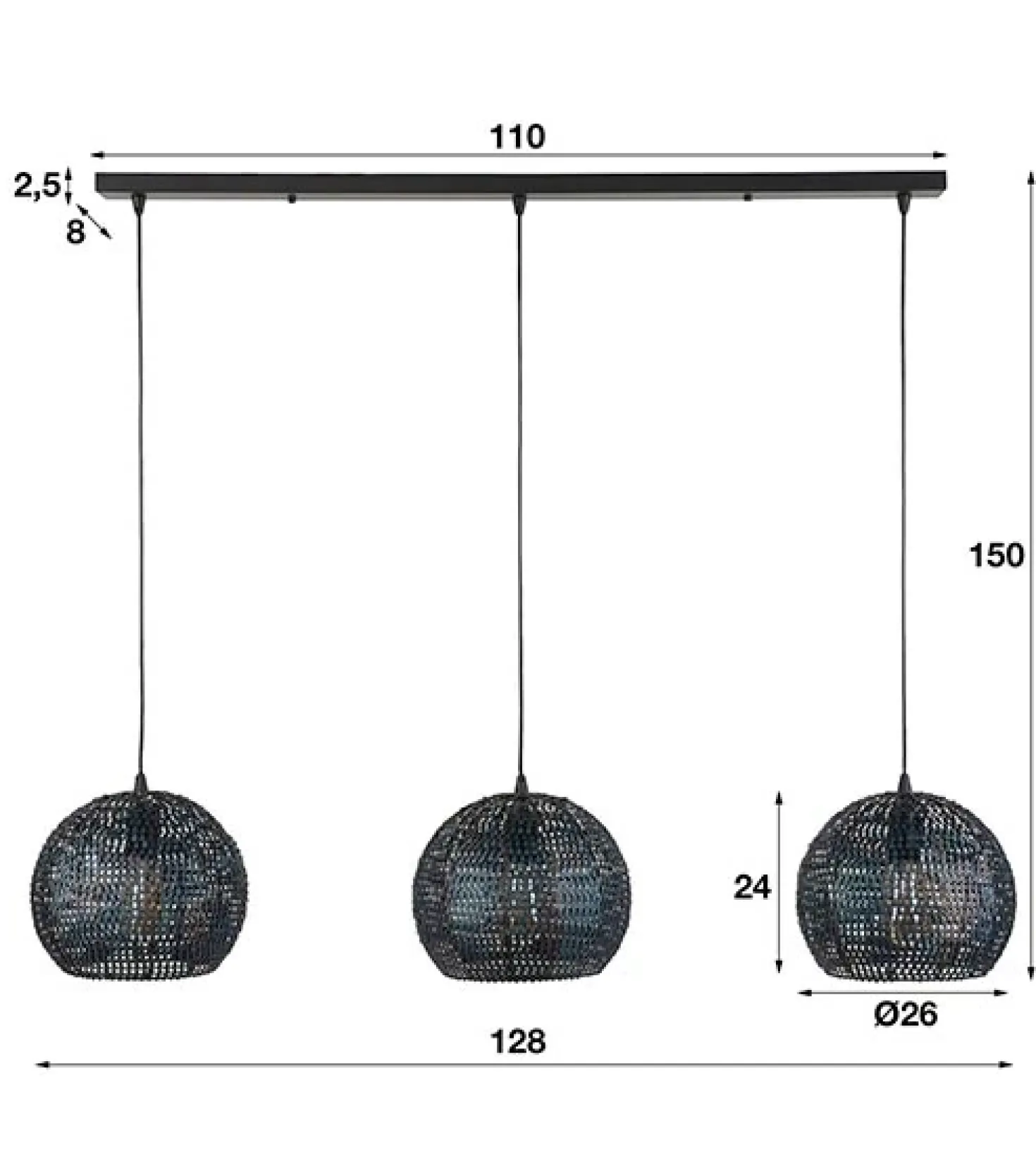 Hanglamp Cooper 3-lichts rond