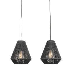 Hanglamp Ibiza 2-Lichts Zwart Jute
