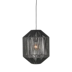 Hanglamp Ibiza Zwart Jute 1-Lichts Cilinder