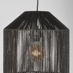 Hanglamp Ibiza Zwart Jute 1-Lichts Cilinder