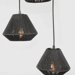 Hanglamp 3-Lichts Ibiza Zwart Jute