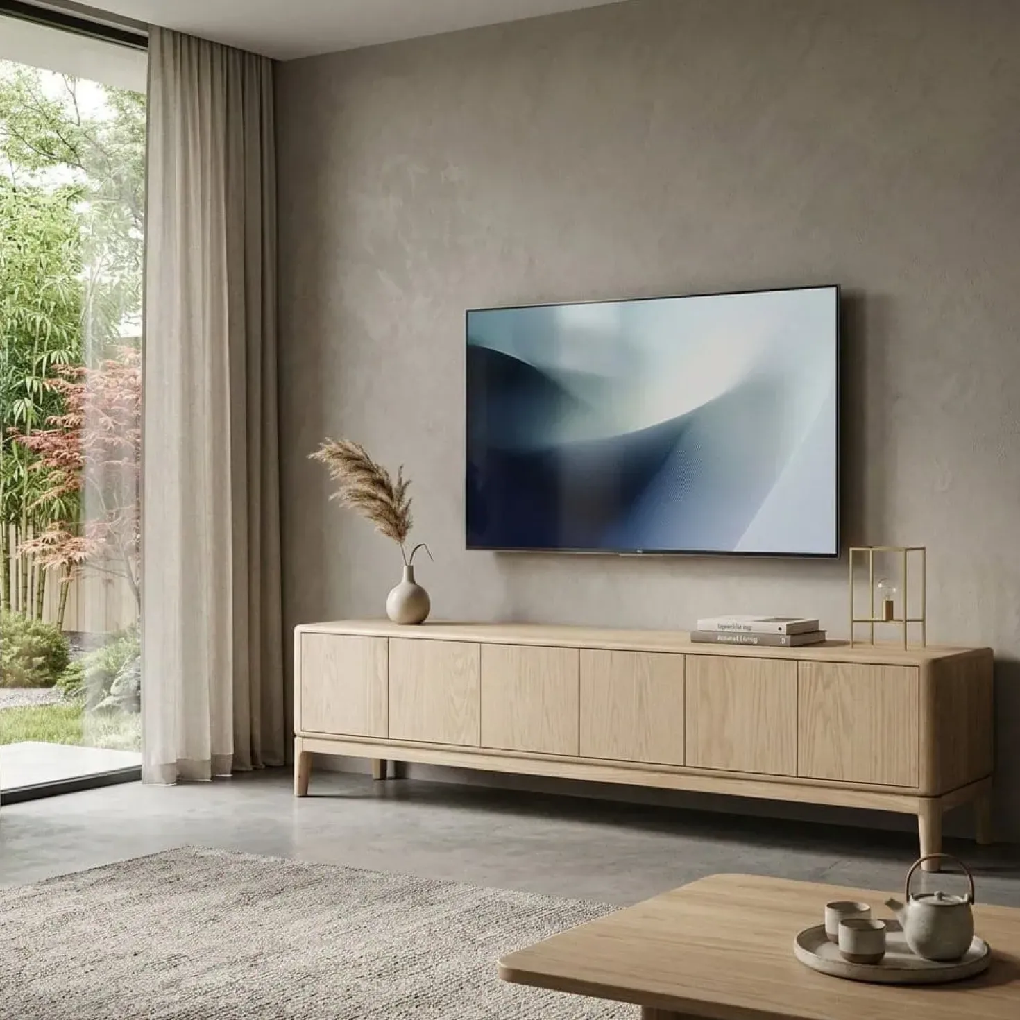 Harvey Tv meubel Eikenhout 6drs 220 cm