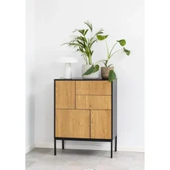 Hektor Dressoir Zwart/Naturel 80cm
