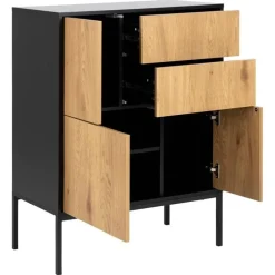 Hektor Dressoir Zwart/Naturel 80cm