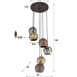 Helios 6-lichts Hanglamp getrapt