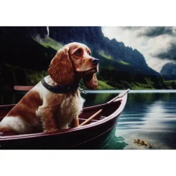 Hond in Roeiboot - metalen bord