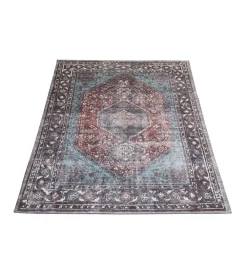 Hoomay vloerkleed vintage rechthoek rood/blauw