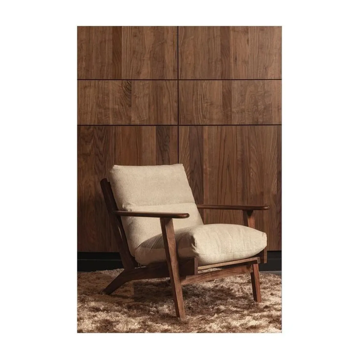 Houston Fauteuil bouclé/hout naturel