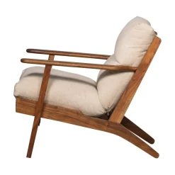 Houston Fauteuil bouclé/hout naturel