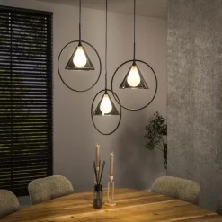 Indra 3-lichts Hanglamp getrapt Smoke