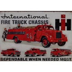 International Fire Truck - metalen bord