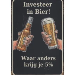 Investeer in Bier - metalen bord