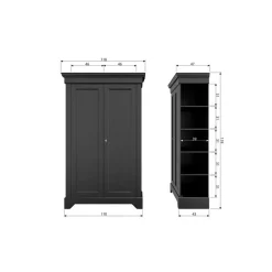 Isabel Brocante kast grenen zwart 118cm