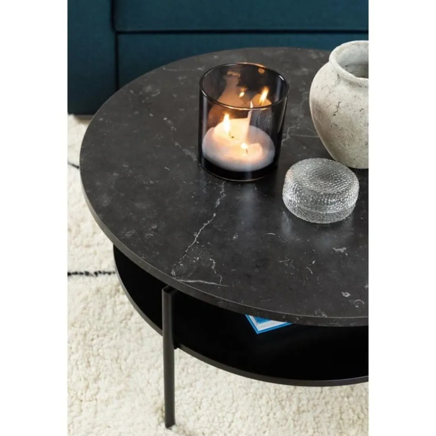 Isandro Salontafel Rond Zwart 80cm