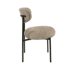 Jaimy Eetkamerstoel Boucle zand-bruin
