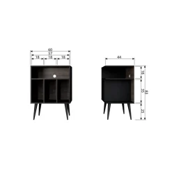 James Kastje zwart/walnoot 60cm