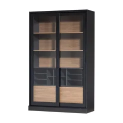 James Vitrinekast zwart/walnoot 125cm