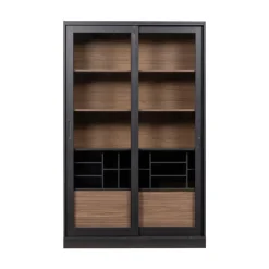 James Vitrinekast zwart/walnoot 125cm