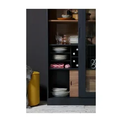 James Vitrinekast zwart/walnoot 125cm