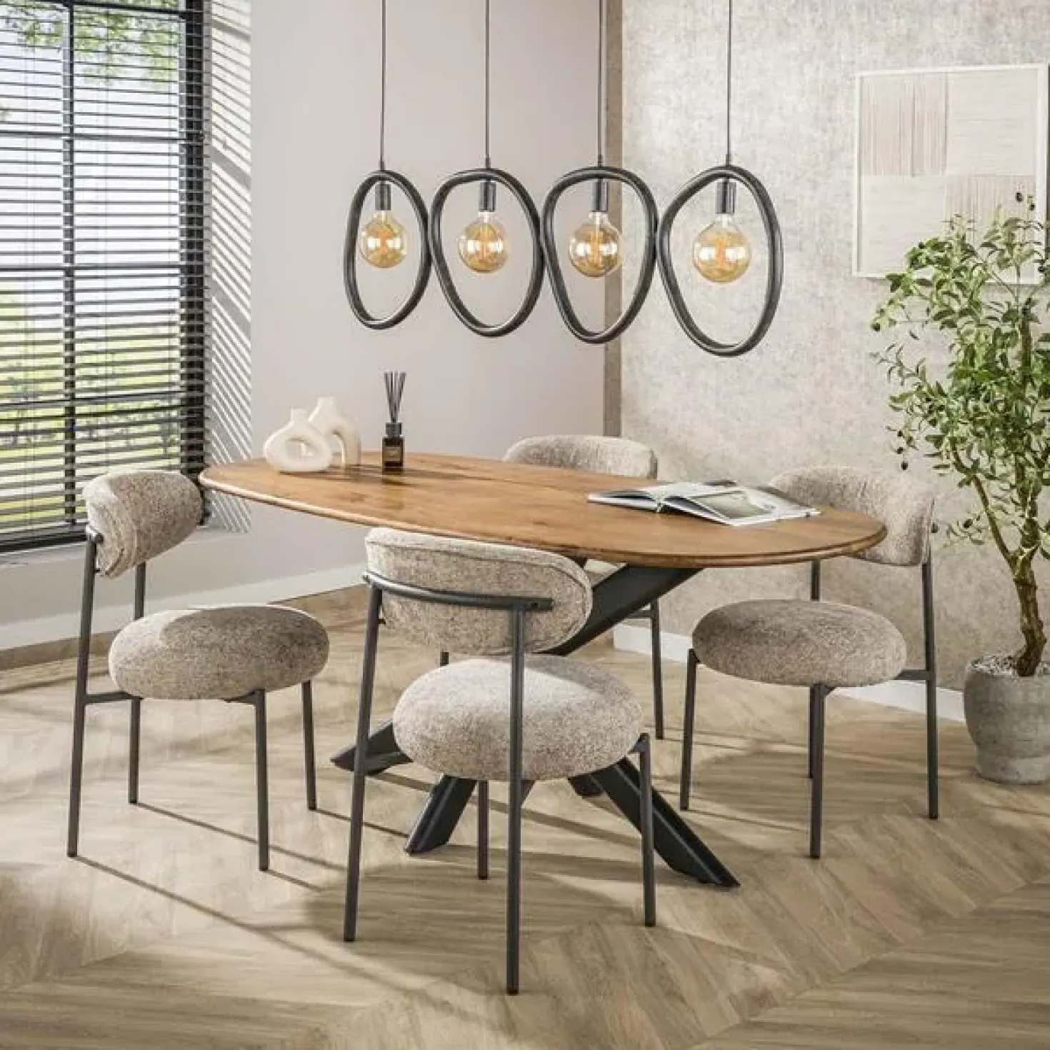 Jane 4-lichts Hanglamp Artic zwart